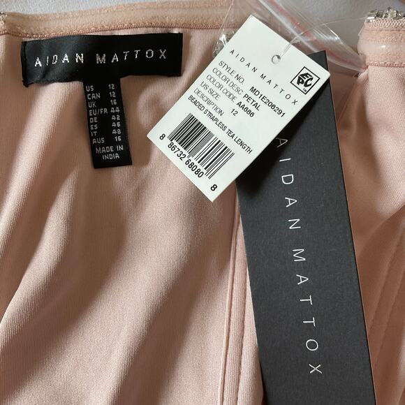 Aidan Mattox Beaded Strapless Fit and Flare Cocktail Party Dress Pink Size 12 - Picture 8 of 11